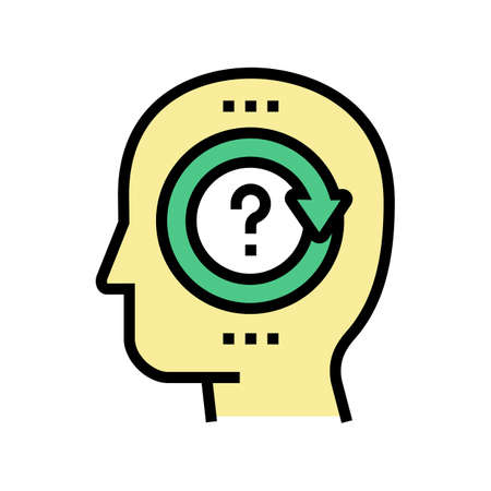 pondering question color icon vector. pondering question sign. isolated symbol illustrationのイラスト素材