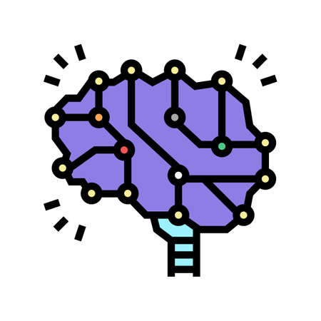 neuron knowledge brain color icon vector. neuron knowledge brain sign. isolated symbol illustrationのイラスト素材