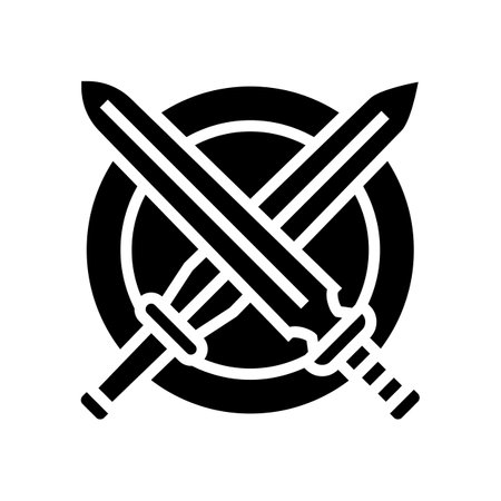 crossed sword ancient greece glyph icon vector. crossed sword ancient greece sign. isolated contour symbol black illustrationのイラスト素材