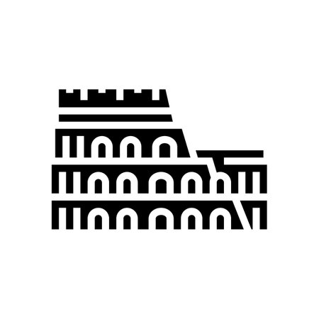 coliseum arena ancient rome building glyph icon vector. coliseum arena ancient rome building sign. isolated contour symbol black illustrationのイラスト素材