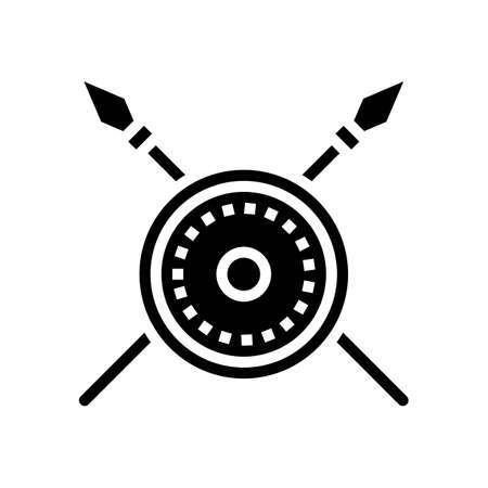 shield and spears ancient rome glyph icon vector. shield and spears ancient rome sign. isolated contour symbol black illustrationのイラスト素材