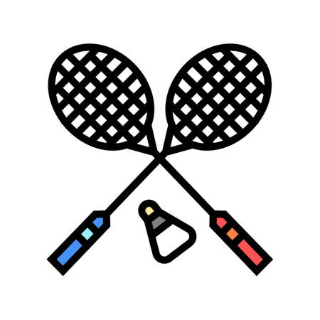 badminton sport game color icon vector. badminton sport game sign. isolated symbol illustrationのイラスト素材