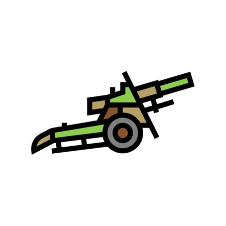 artillery war weapon color icon vector. artillery war weapon sign. isolated symbol illustrationのイラスト素材