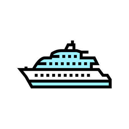 motor yacht boat color icon vector. motor yacht boat sign. isolated symbol illustrationのイラスト素材
