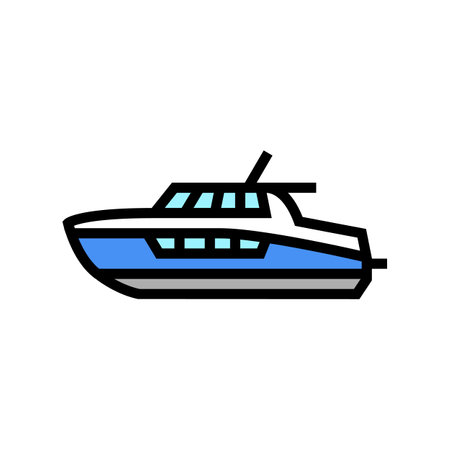 cabin cruiser boat color icon vector. cabin cruiser boat sign. isolated symbol illustrationのイラスト素材