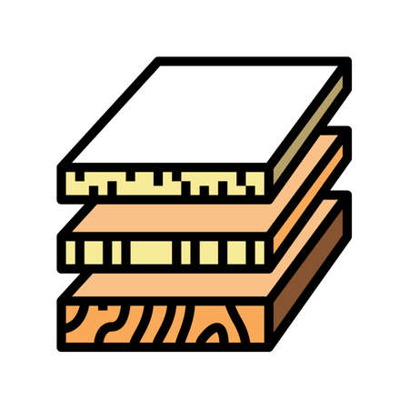 sheets of wood materials color icon vector. sheets of wood materials sign. isolated symbol illustrationのイラスト素材