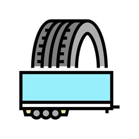 trailer tires color icon vector. trailer tires sign. isolated symbol illustrationのイラスト素材