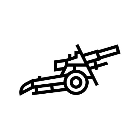 artillery war weapon line icon vector. artillery war weapon sign. isolated contour symbol black illustrationのイラスト素材