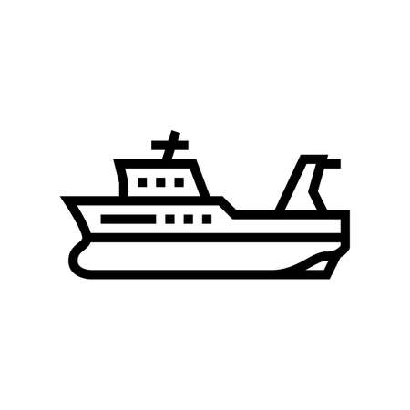 trawler boat line icon vector. trawler boat sign. isolated contour symbol black illustrationのイラスト素材