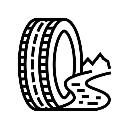 mud terrain tires line icon vector. mud terrain tires sign. isolated contour symbol black illustrationのイラスト素材