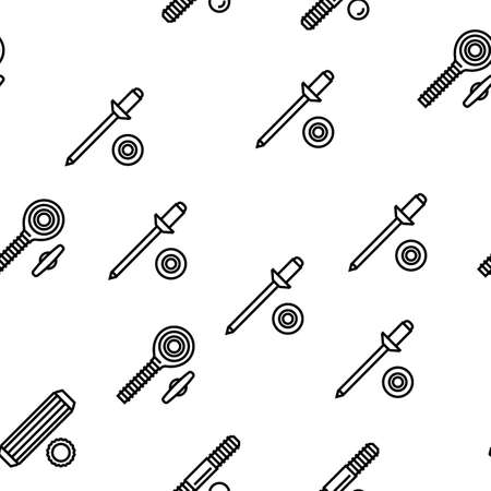 Screw And Bolt Building Accessory Vector Seamless Pattern Thin Line Illustrationのイラスト素材