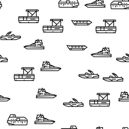 Boat Water Transportation Types Vector Seamless Pattern Thin Line Illustrationのイラスト素材