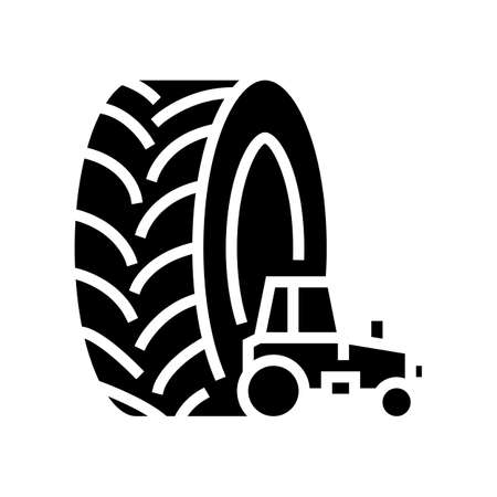 farm tractor tires glyph icon vector. farm tractor tires sign. isolated contour symbol black illustrationのイラスト素材