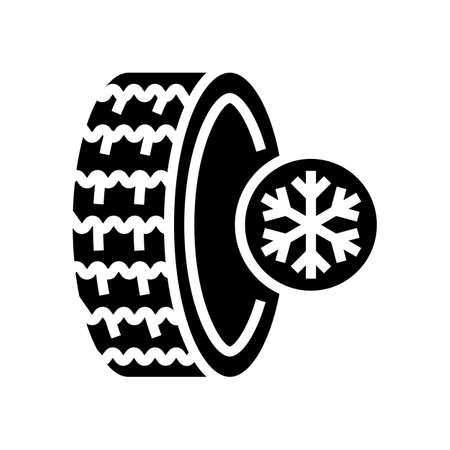 ice winter season tires glyph icon vector. ice winter season tires sign. isolated contour symbol black illustrationのイラスト素材