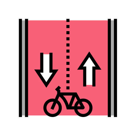 route for riding bicycle color icon vector. route for riding bicycle sign. isolated symbol illustrationのイラスト素材