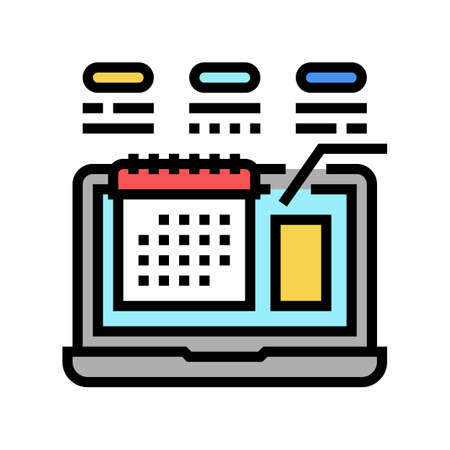 content schedule color icon vector. content schedule sign. isolated symbol illustrationのイラスト素材