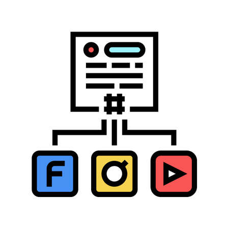 cross posting color icon vector. cross posting sign. isolated symbol illustrationのイラスト素材