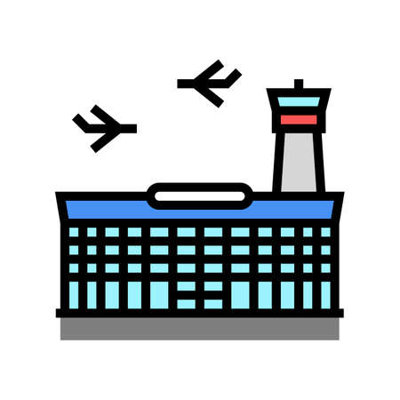 airport building color icon vector. airport building sign. isolated symbol illustrationのイラスト素材