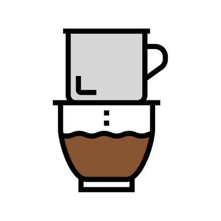 vietnam brew coffee equipment color icon vector. vietnam brew coffee equipment sign. isolated symbol illustrationのイラスト素材