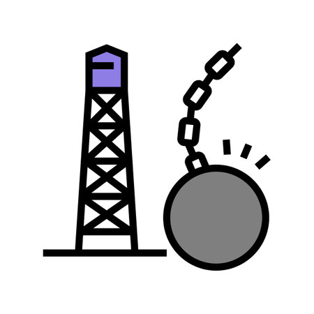 tower demolitions color icon vector. tower demolitions sign. isolated symbol illustrationのイラスト素材
