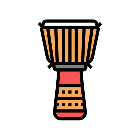 djembe drum instrument color icon vector. djembe drum instrument sign. isolated symbol illustrationのイラスト素材
