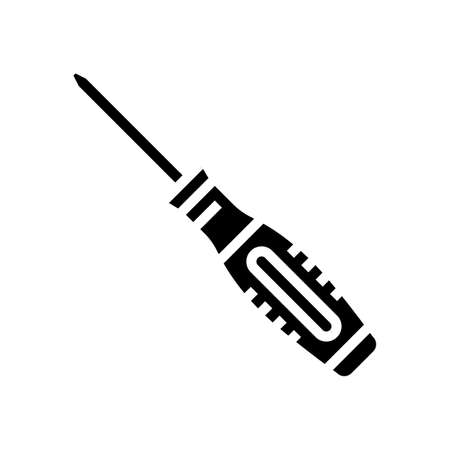 screwdriver carpenter professional tool glyph icon vector. screwdriver carpenter professional tool sign. isolated contour symbol black illustrationのイラスト素材