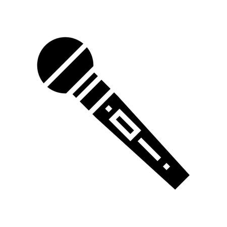 microphone electronic device for singing song glyph icon vector. microphone electronic device for singing song sign. isolated contour symbol black illustrationのイラスト素材