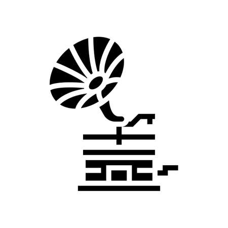 gramophone for listen audio music glyph icon vector. gramophone for listen audio music sign. isolated contour symbol black illustrationのイラスト素材