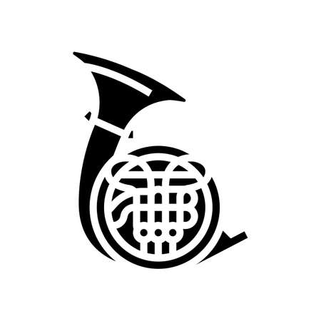 horn orchestra musician instrument glyph icon vector. horn orchestra musician instrument sign. isolated contour symbol black illustrationのイラスト素材