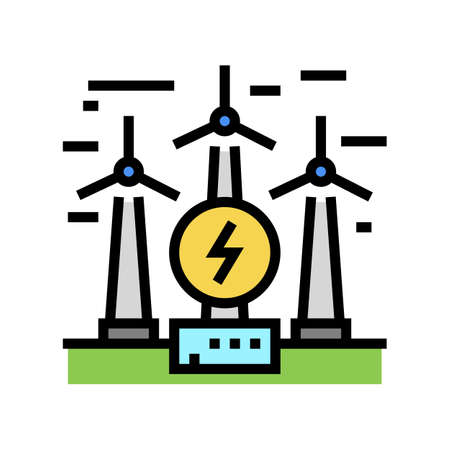 wind electricity construction color icon vector. wind electricity construction sign. isolated symbol illustrationのイラスト素材