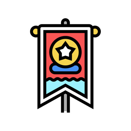 flag parade festival attribute color icon vector. flag parade festival attribute sign. isolated symbol illustrationのイラスト素材