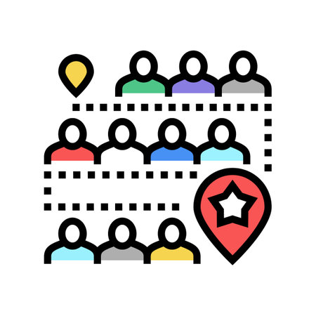 route and direction of parade color icon vector. route and direction of parade sign. isolated symbol illustrationのイラスト素材