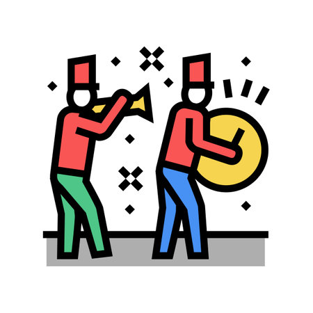 orchestra playing music on parade color icon vector. orchestra playing music on parade sign. isolated symbol illustrationのイラスト素材