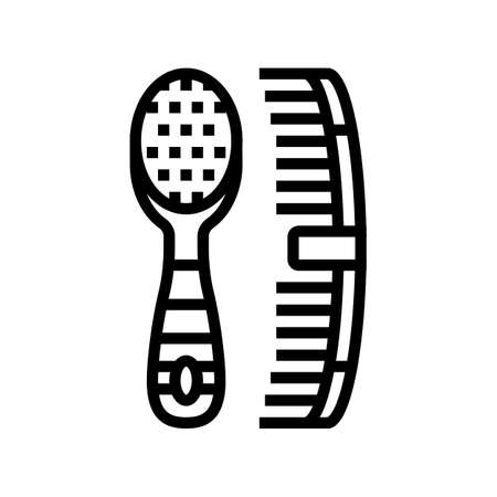 comb and brush accessories line icon vector. comb and brush accessories sign. isolated contour symbol black illustrationのイラスト素材