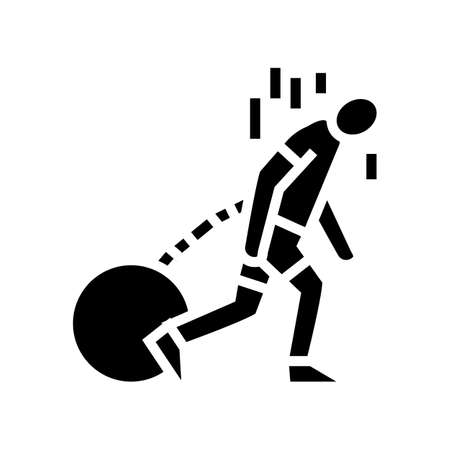 weakness health problem glyph icon vector. weakness health problem sign. isolated contour symbol black illustrationのイラスト素材