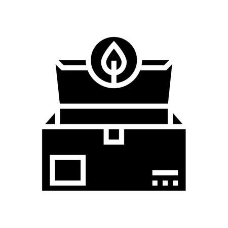 eco box packaging glyph icon vector. eco box packaging sign. isolated contour symbol black illustrationのイラスト素材