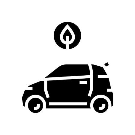 eco car transport glyph icon vector. eco car transport sign. isolated contour symbol black illustrationのイラスト素材
