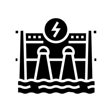 hydroelectricity energy construction glyph icon vector. hydroelectricity energy construction sign. isolated contour symbol black illustrationのイラスト素材