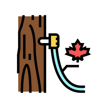 maple sap collection, using tubing method color icon vector. maple sap collection, using tubing method sign. isolated symbol illustrationのイラスト素材