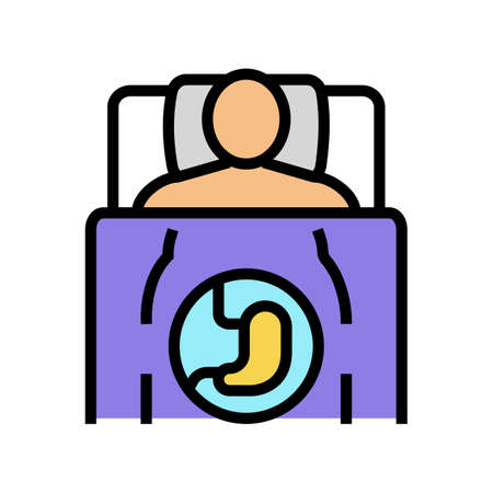 eating too much late in evening color icon vector. eating too much late in evening sign. isolated symbol illustrationのイラスト素材
