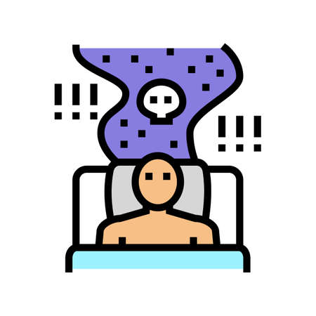poor sleep habits color icon vector. poor sleep habits sign. isolated symbol illustrationのイラスト素材