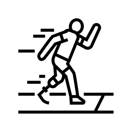 running runner handicapped athlete line icon vector. running runner handicapped athlete sign. isolated contour symbol black illustrationのイラスト素材