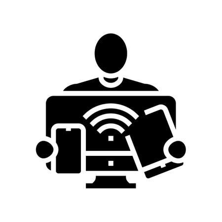digital native technology glyph icon vector. digital native technology sign. isolated contour symbol black illustrationのイラスト素材