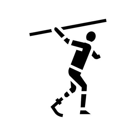 javelin-throwing handicapped athlete glyph icon vector. javelin-throwing handicapped athlete sign. isolated contour symbol black illustrationのイラスト素材