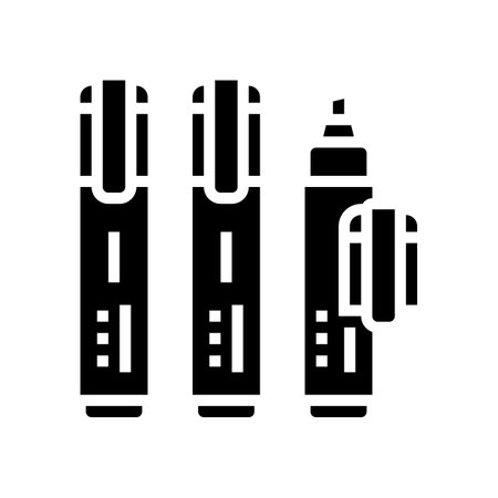 highlighters stationery glyph icon vector. highlighters stationery sign. isolated contour symbol black illustrationのイラスト素材
