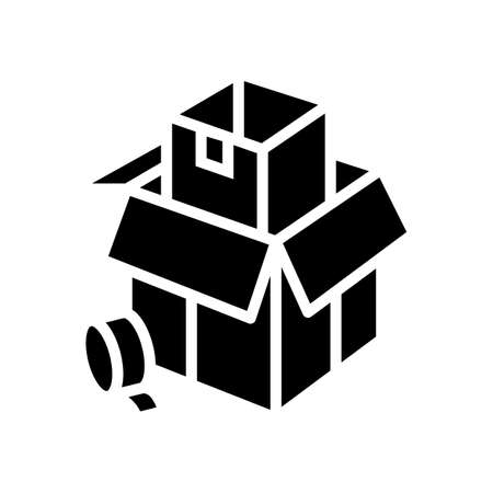 packaging and wrapping parcel glyph icon vector. packaging and wrapping parcel sign. isolated contour symbol black illustrationのイラスト素材