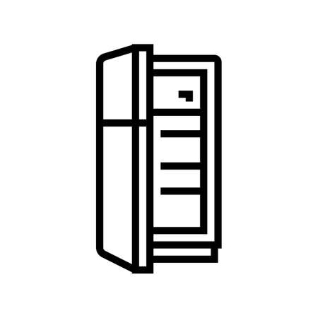 refrigerator electronic cooling equipment line icon vector. refrigerator electronic cooling equipment sign. isolated contour symbol black illustrationのイラスト素材