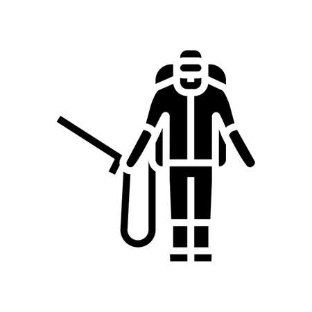 sprayer man glyph icon vector. sprayer man sign. isolated contour symbol black illustrationのイラスト素材