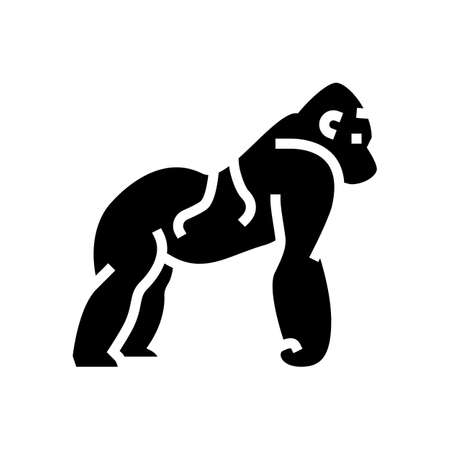 gorilla wild animal glyph icon vector. gorilla wild animal sign. isolated contour symbol black illustrationのイラスト素材