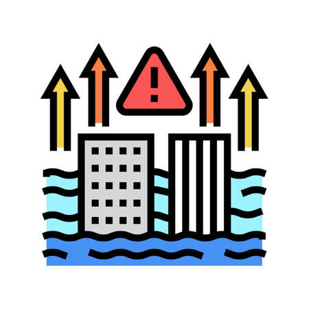 sea level problem color icon vector. sea level problem sign. isolated symbol illustrationのイラスト素材